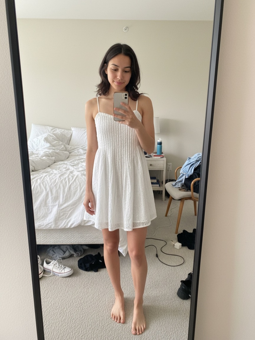 aerie Eyelet Mini Dress with Spaghetti Straps Size S